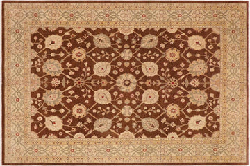 handmade Traditional Lahore Brown Beige Hand Knotted RECTANGLE 100% WOOL area rug 10 x 14
